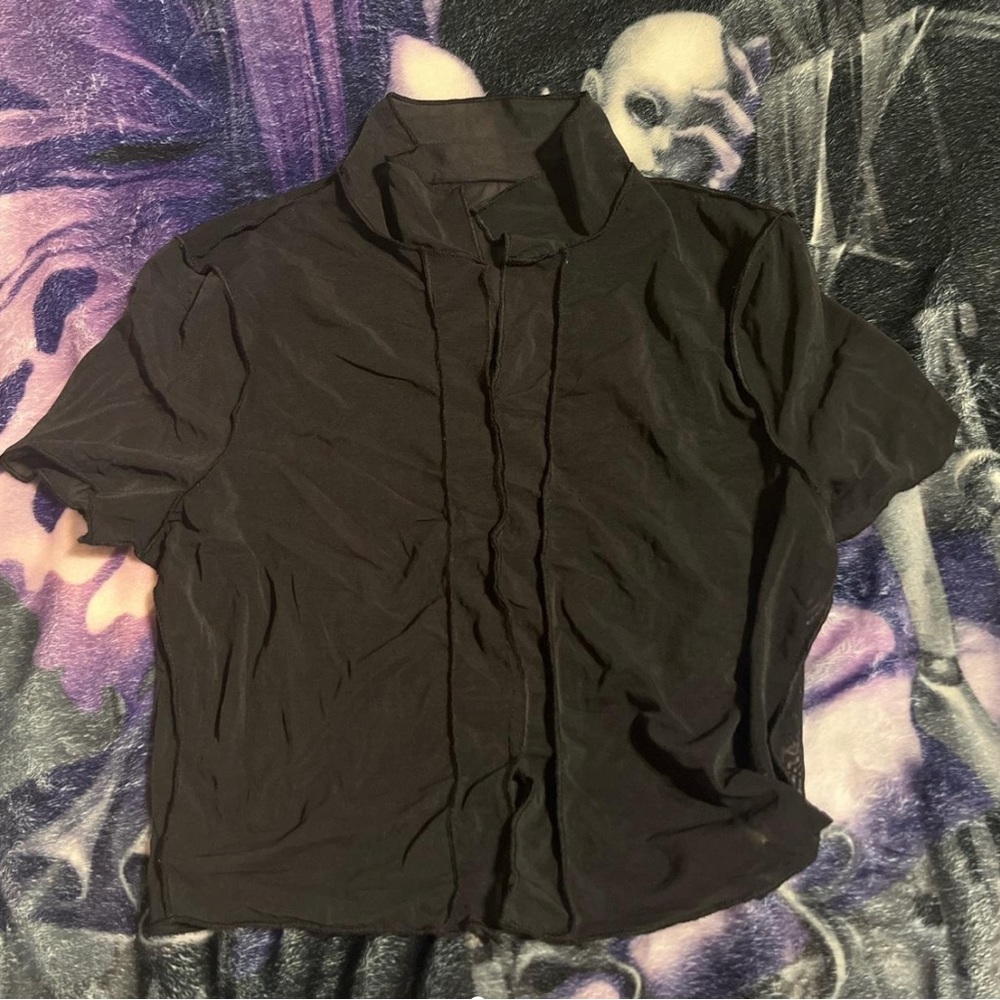 black mesh top
